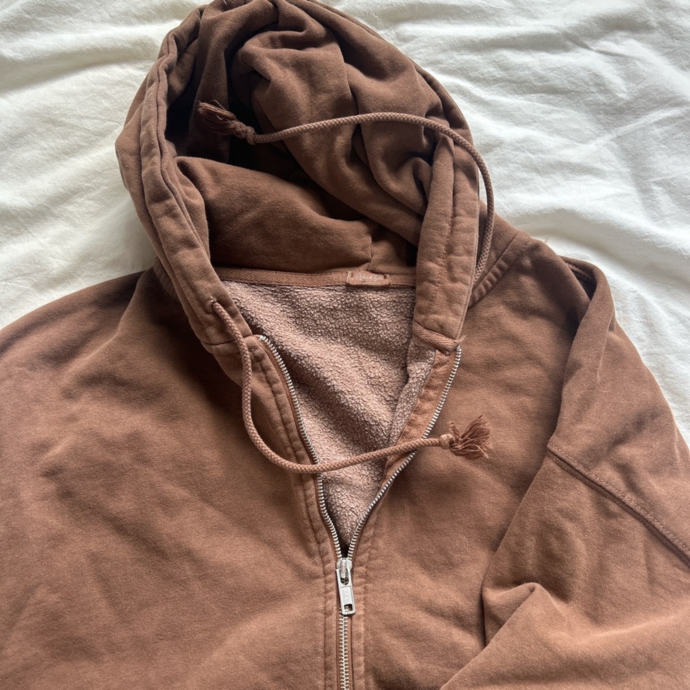 Brandy Melville Brown oversized zip up hoodie